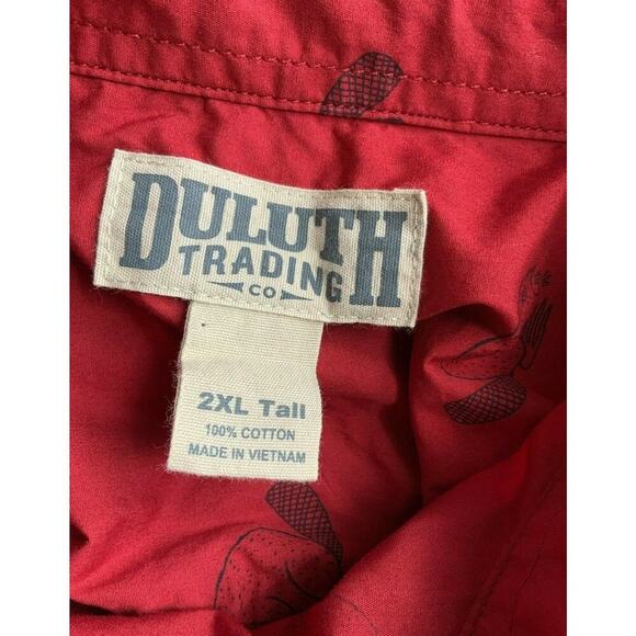 Duluth Trading Co Shirt Men 2XL Beaver Print Short Sleeve Chest Pocket Button Up - Picture 8 of 8